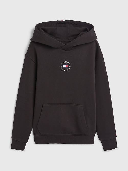 Black Tommy Hilfiger Logo Embroidery Girls\' Hoodie | TH612YVS