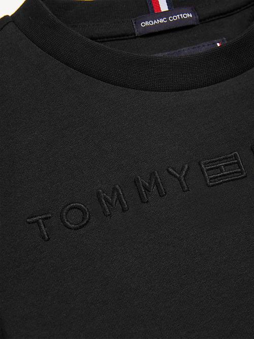 Black Tommy Hilfiger Logo Embroidery Organic Cotton Boys' T Shirts | TH410KSF