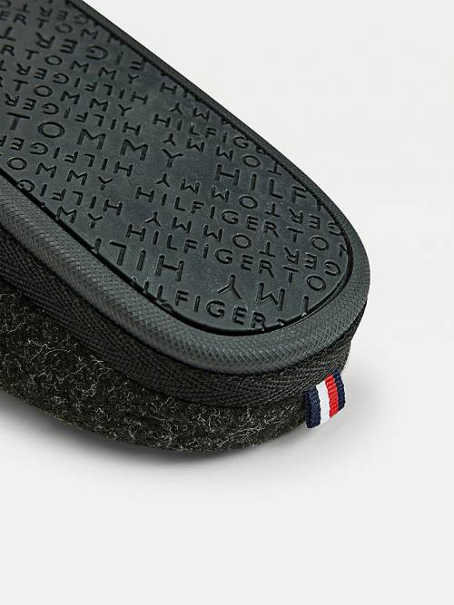 Black Tommy Hilfiger Logo Felt Home Men's Slippers | TH460XMT