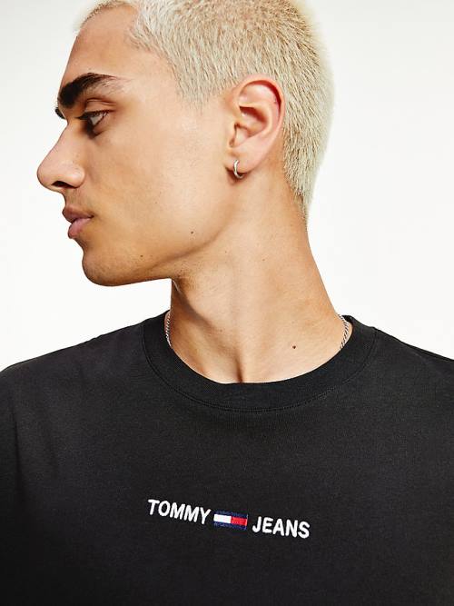 Black Tommy Hilfiger Logo Flag Patch Men's T Shirts | TH092ZRN