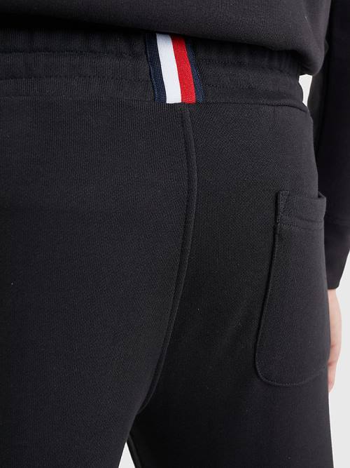 Black Tommy Hilfiger Logo Organic Cotton Joggers Men's Pants | TH893ELK