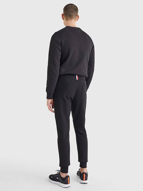 Black Tommy Hilfiger Logo Organic Cotton Joggers Men's Pants | TH893ELK