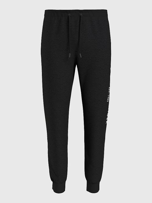 Black Tommy Hilfiger Logo Organic Cotton Joggers Men's Pants | TH893ELK