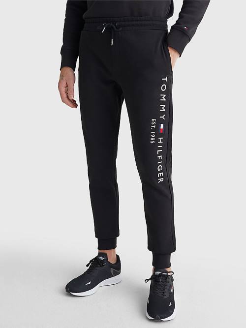 Black Tommy Hilfiger Logo Organic Cotton Joggers Men\'s Pants | TH893ELK