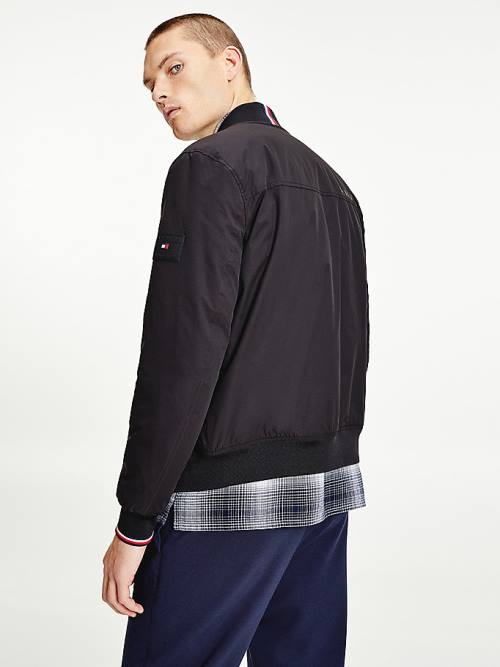 Black Tommy Hilfiger Logo Patch Bomber Men's Jackets | TH568DAL