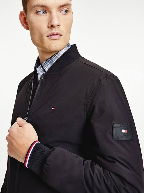 Black Tommy Hilfiger Logo Patch Bomber Men's Jackets | TH568DAL