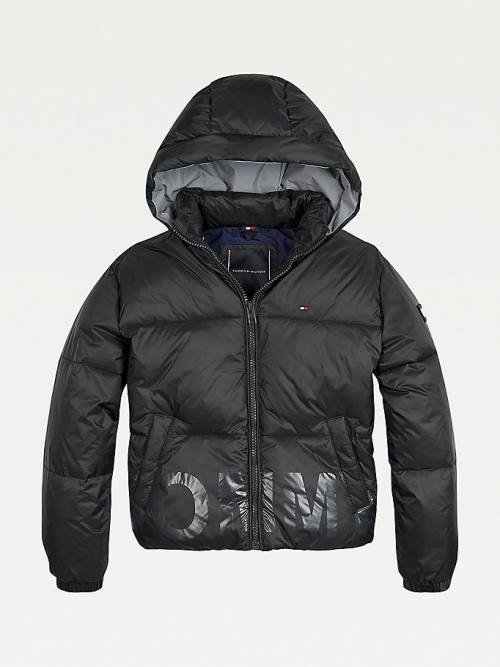 Black Tommy Hilfiger Logo Puffer Boys\' Jackets | TH715AQK