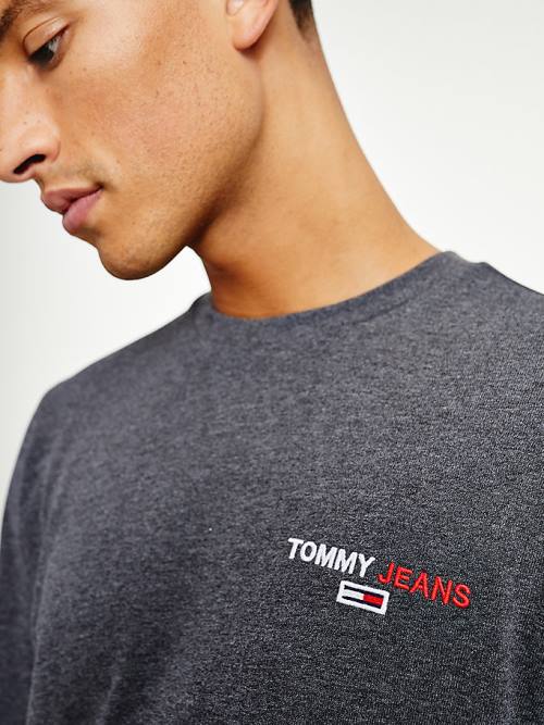 Black Tommy Hilfiger Logo Recycled Long Sleeve Men's T Shirts | TH105XUE