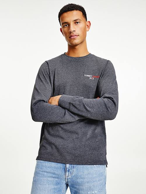 Black Tommy Hilfiger Logo Recycled Long Sleeve Men\'s T Shirts | TH105XUE