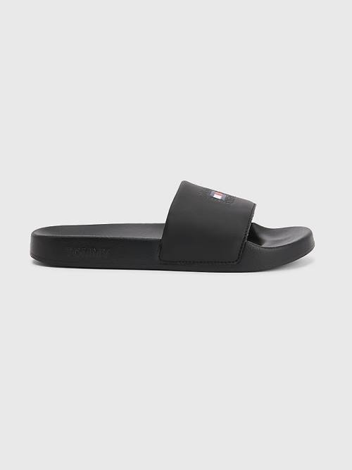 Black Tommy Hilfiger Logo Slides Women's Sandals | TH435ONJ