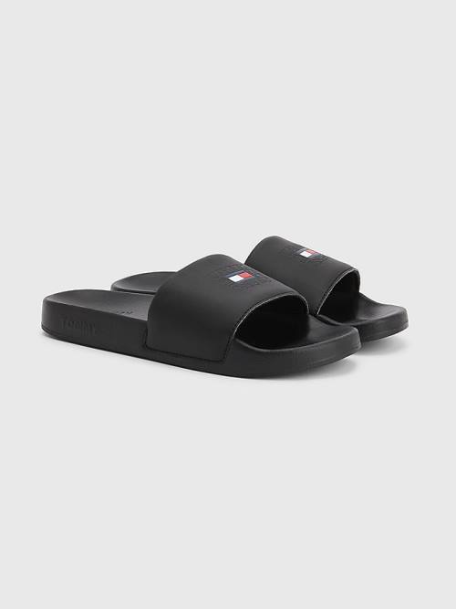 Black Tommy Hilfiger Logo Slides Women\'s Sandals | TH435ONJ