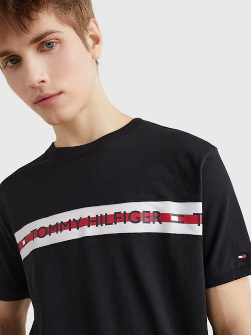 Black Tommy Hilfiger Logo Stripe Men's Pyjamas | TH962SCI