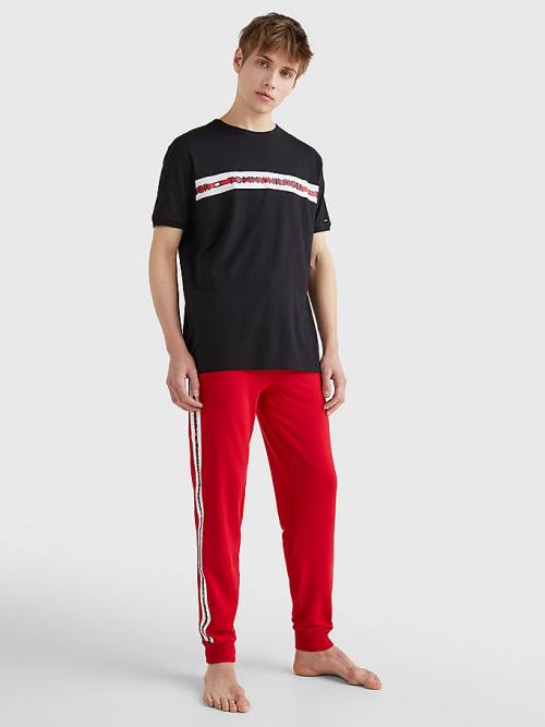 Black Tommy Hilfiger Logo Stripe Men's Pyjamas | TH962SCI