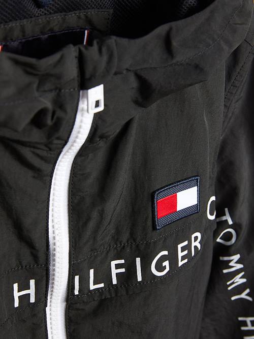 Black Tommy Hilfiger Logo Tape Chicago Windbreaker Boys' Jackets | TH679UFL