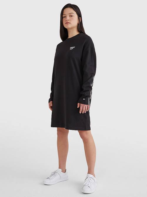 Black Tommy Hilfiger Logo Tape Women's Dress | TH294MHY