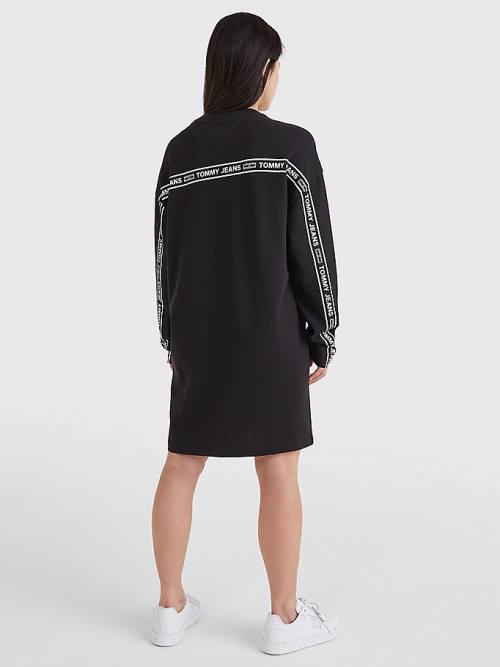 Black Tommy Hilfiger Logo Tape Women's Dress | TH294MHY