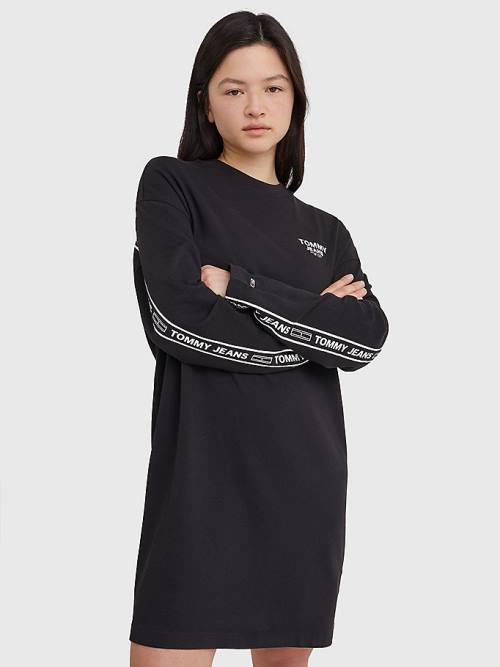 Black Tommy Hilfiger Logo Tape Women\'s Dress | TH294MHY