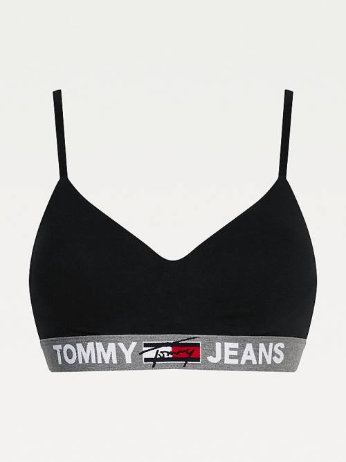 Black Tommy Hilfiger Logo Underband Padded Bralette Women's Underwear | TH716YUN