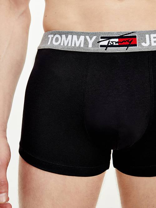 Black Tommy Hilfiger Logo Waistband Trunks Men's Underwear | TH051BLT