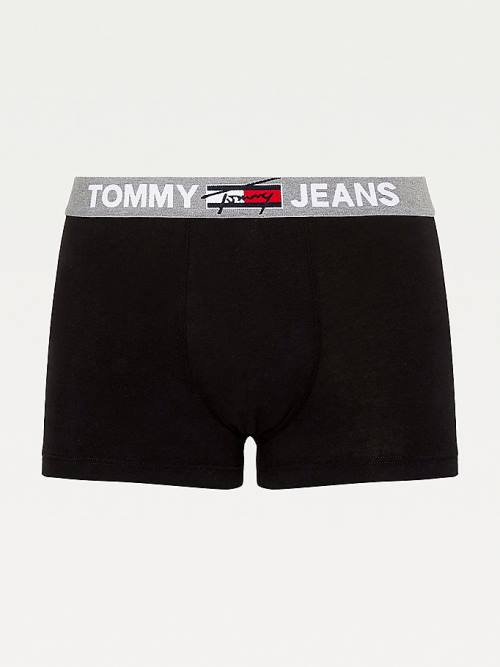 Black Tommy Hilfiger Logo Waistband Trunks Men's Underwear | TH051BLT