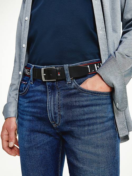 Black Tommy Hilfiger Logo Webbing Men's Belts | TH267GHY