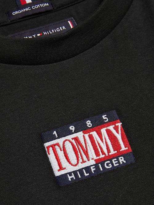 Black Tommy Hilfiger Long Sleeve Organic Cotton Logo Boys' T Shirts | TH801YIV