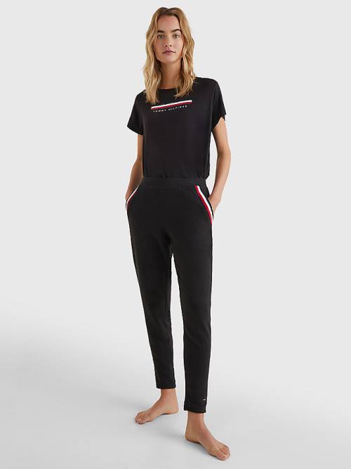 Black Tommy Hilfiger Lounge Cuffed Joggers Women's Pants | TH067WHF