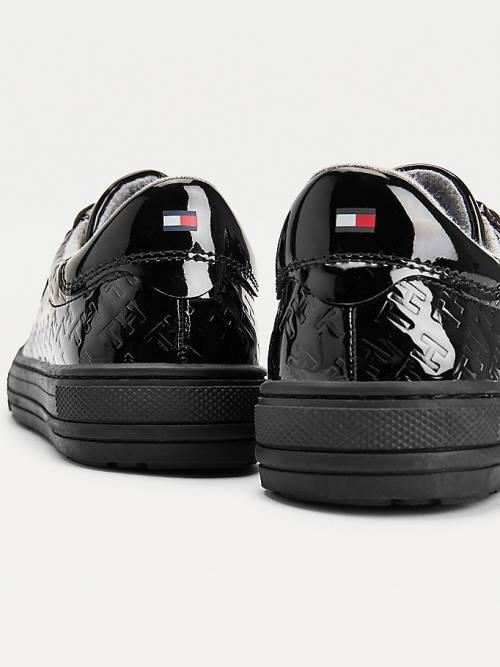 Black Tommy Hilfiger Low-Top Lace-Up Girls' Sneakers | TH928PDX