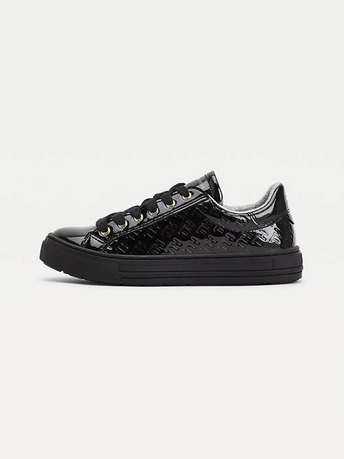 Black Tommy Hilfiger Low-Top Lace-Up Girls' Sneakers | TH928PDX