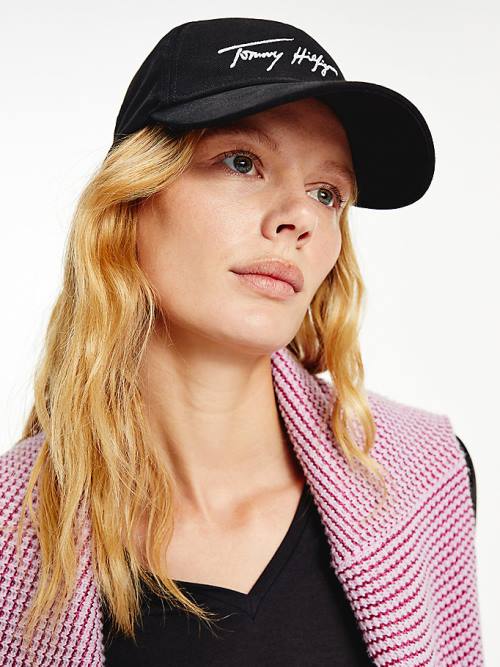 Black Tommy Hilfiger Lux Studded Organic Cotton Cap Women's Hats | TH061JSV