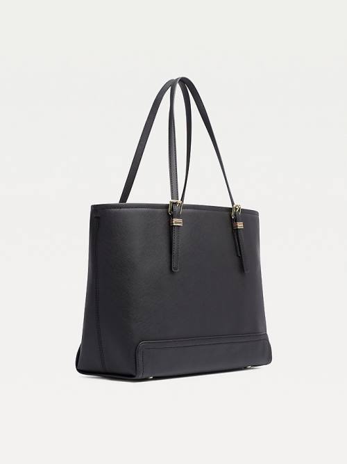 Black Tommy Hilfiger Medium Monogram Logo Tote Women's Bags | TH638AHJ