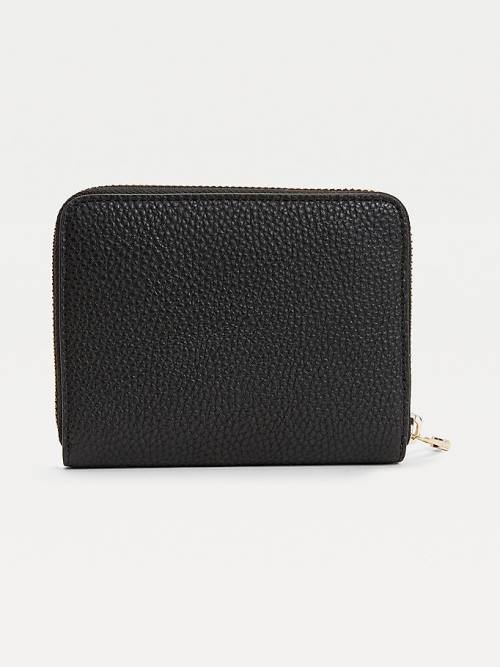 Black Tommy Hilfiger Medium Zip-Around Monogram Women's Wallets | TH270YXH