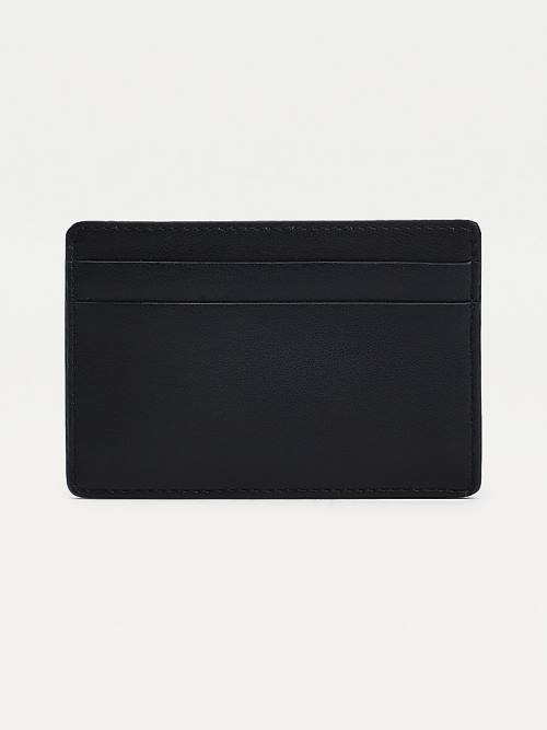 Black Tommy Hilfiger Metal Logo Card Holder Women's Wallets | TH865ZAX