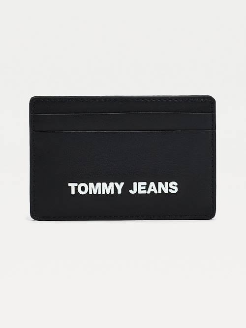 Black Tommy Hilfiger Metal Logo Card Holder Women\'s Wallets | TH865ZAX