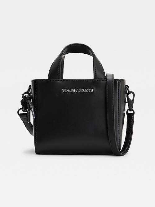 Black Tommy Hilfiger Metal Logo Small Tote Women\'s Bags | TH542MCL