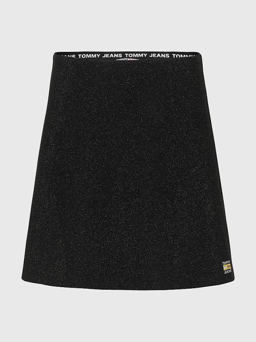 Black Tommy Hilfiger Metallic Mini Women's Skirts | TH546MSR