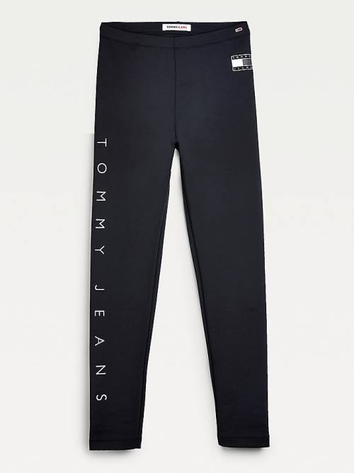 Black Tommy Hilfiger Metallic Recycled Polyester Women's Leggings | TH865GKD