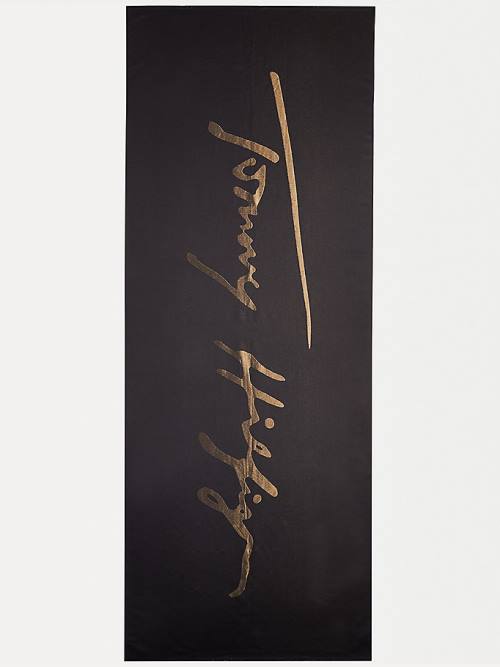 Black Tommy Hilfiger Metallic Signature Women\'s Scarves | TH082CWN