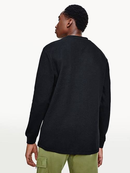 Black Tommy Hilfiger Mock Neck Jumper Men's T Shirts | TH516SZB