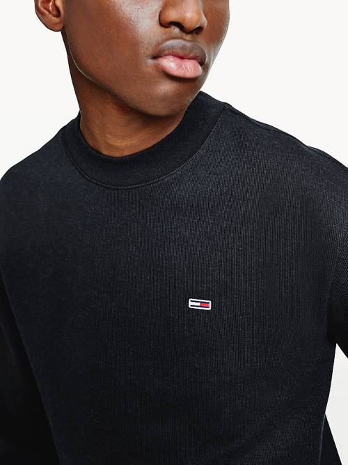 Black Tommy Hilfiger Mock Neck Jumper Men's T Shirts | TH516SZB