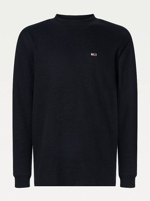 Black Tommy Hilfiger Mock Neck Jumper Men's T Shirts | TH516SZB