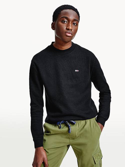 Black Tommy Hilfiger Mock Neck Jumper Men\'s T Shirts | TH516SZB