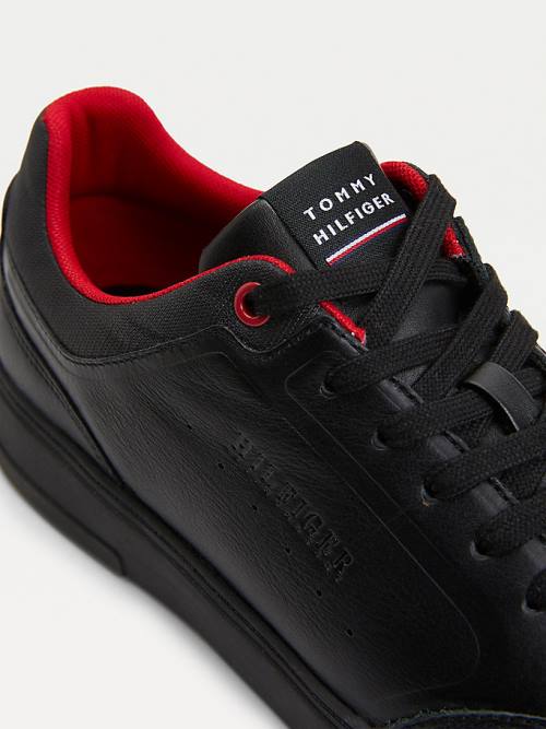 Black Tommy Hilfiger Modern Cupsole Leather Men's Sneakers | TH364XGH