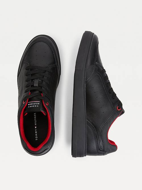 Black Tommy Hilfiger Modern Cupsole Leather Men's Sneakers | TH364XGH