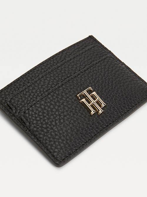 Black Tommy Hilfiger Monogram Card Holder Women's Wallets | TH164VAB