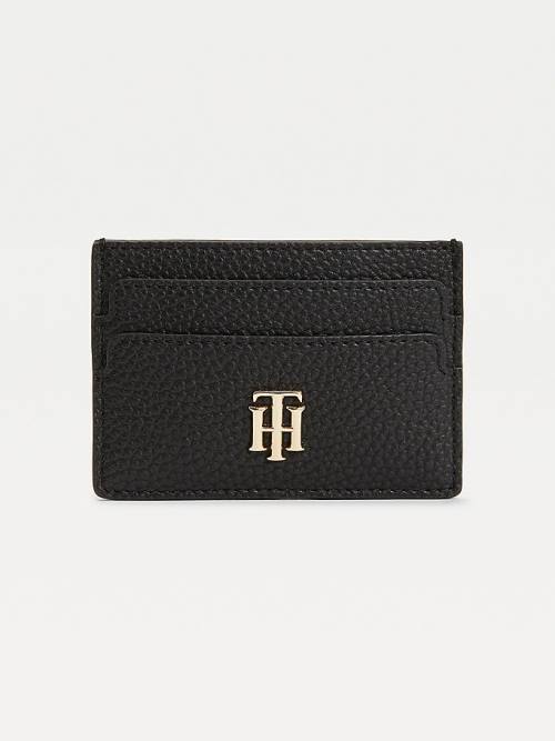 Black Tommy Hilfiger Monogram Card Holder Women\'s Wallets | TH164VAB