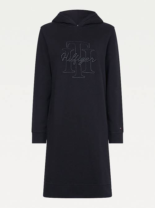 Black Tommy Hilfiger Monogram Embroidery Women's Dress | TH326XCW