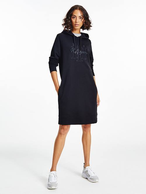 Black Tommy Hilfiger Monogram Embroidery Women\'s Dress | TH326XCW