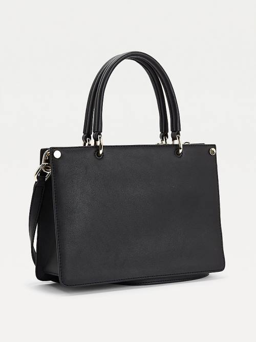 Black Tommy Hilfiger Monogram Lock Satchel Women's Bags | TH152KUE