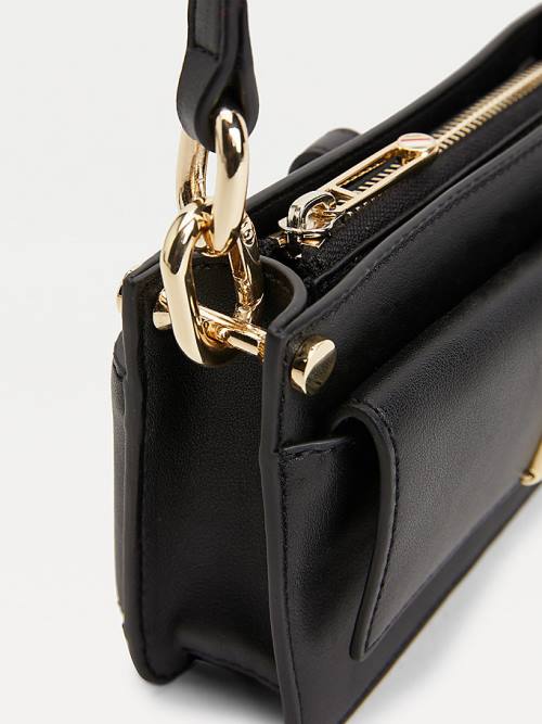 Black Tommy Hilfiger Monogram Lock Small Crossover Women's Bags | TH914XVP